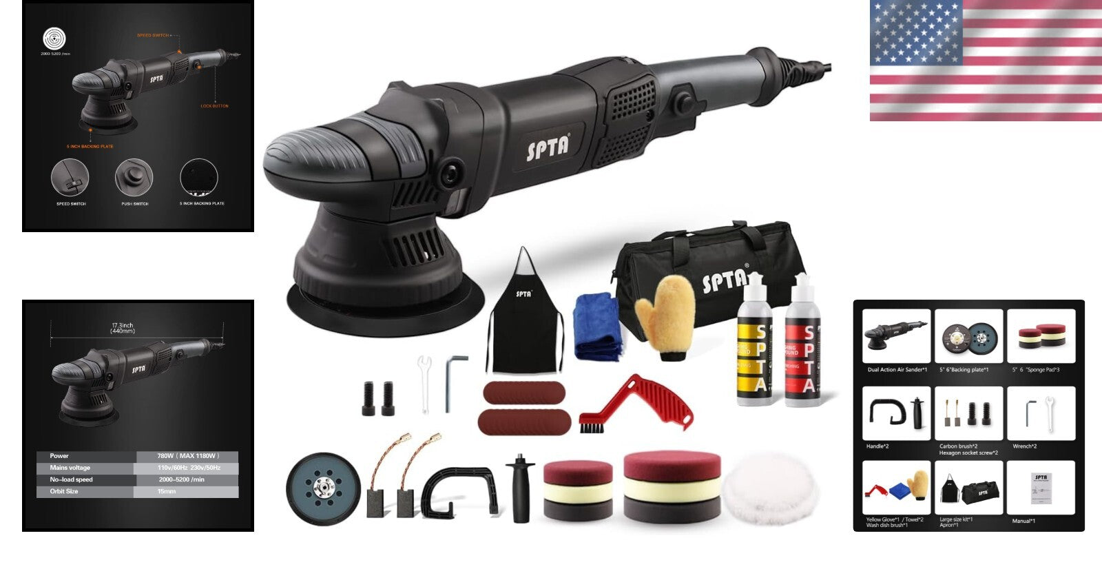 Complete Car Detailing Kit: 5-Inch Polisher, Pads & Accessories for All Surfaces