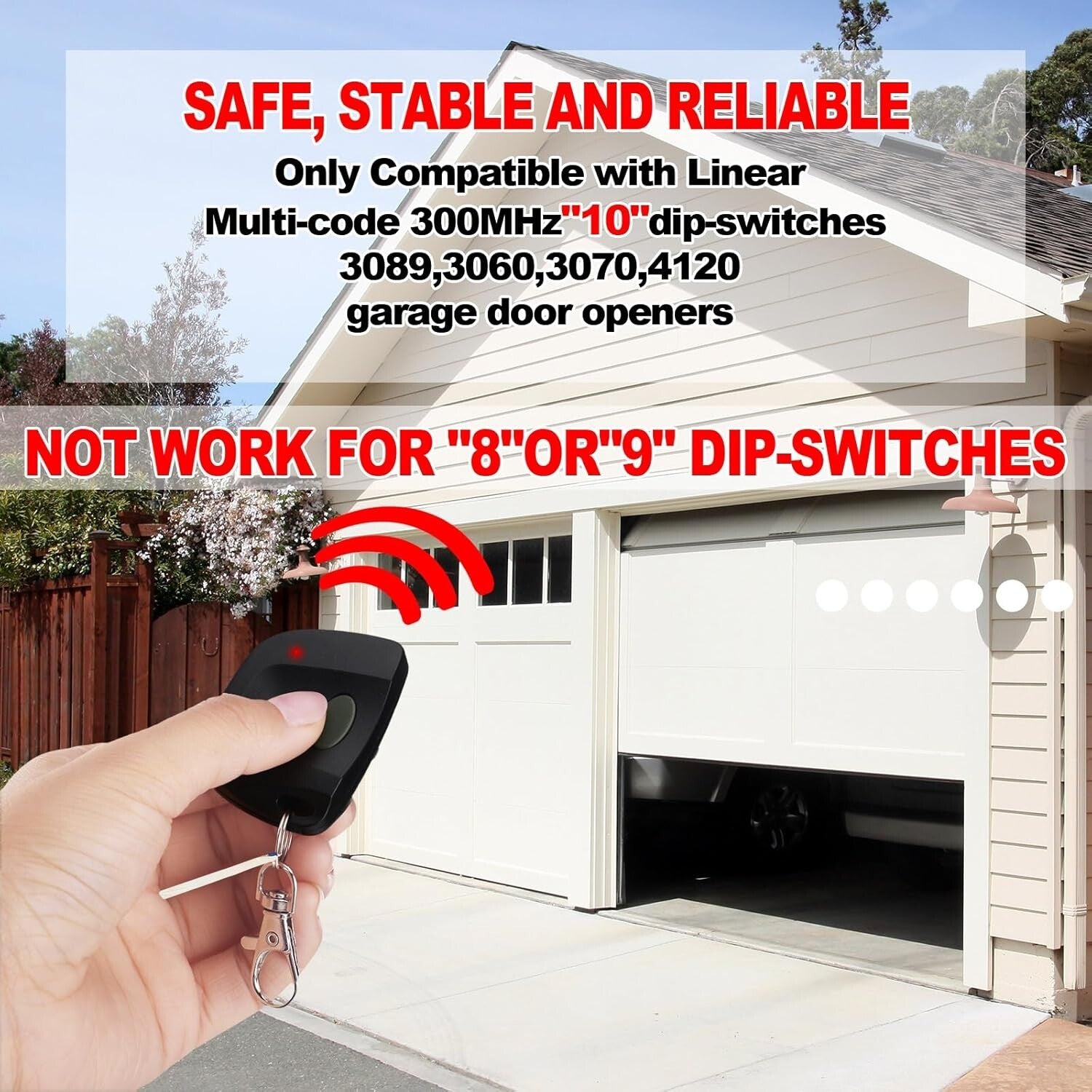9-Pack Garage Door Remote Compatible with Linear Multicode 300MHz - Ergonomic