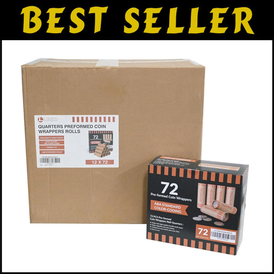 Color-Coded 864 PCS Coin Roll Wrappers - Perfect for Quarters & Coin Machines