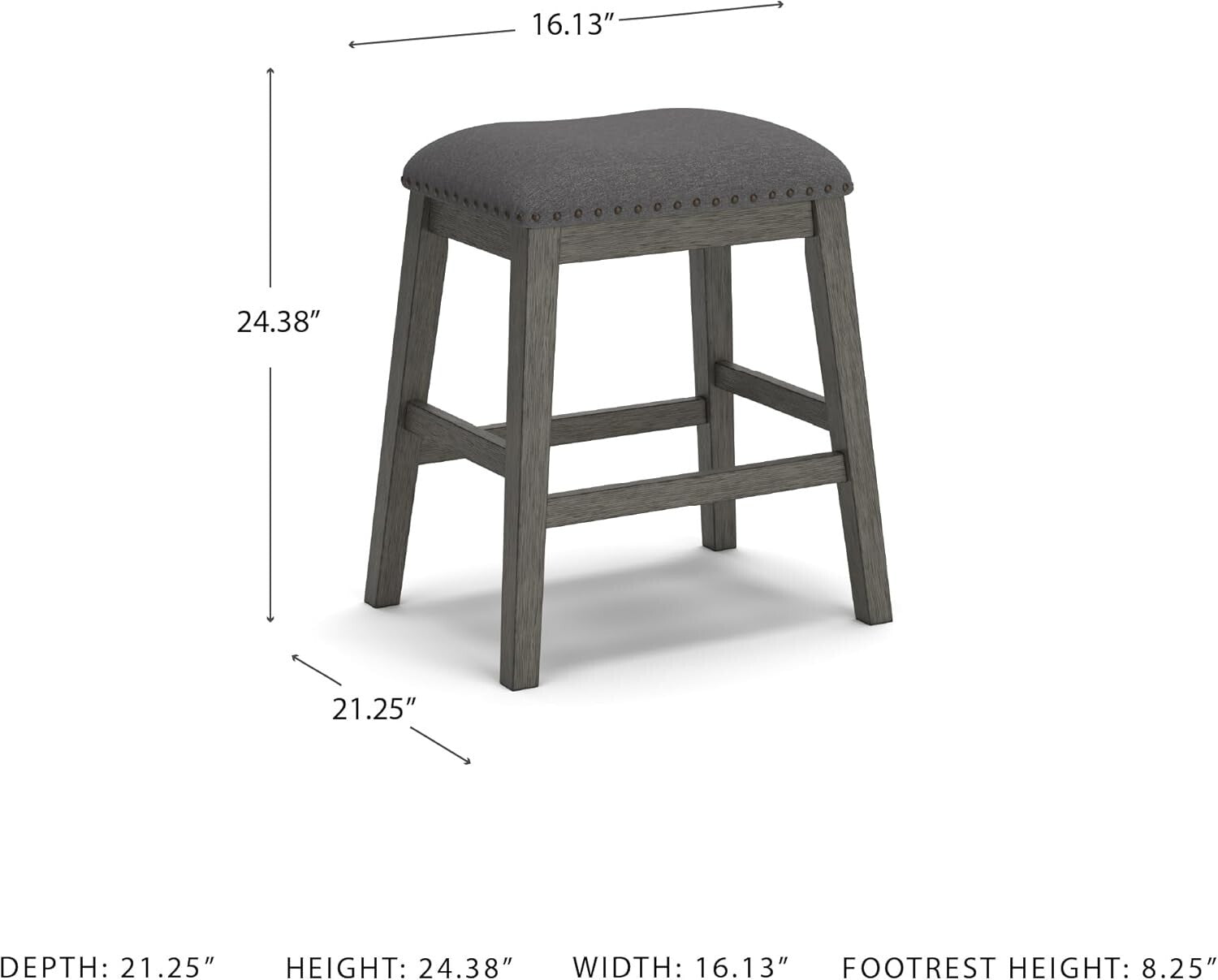 Caitbrook Rustic Gray Counter Height Upholstered Barstools - Set of 2