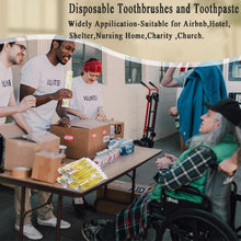 Load image into Gallery viewer, Economical 300 Pack Yellow Disposable Toothbrushes with Toothpaste for Charities