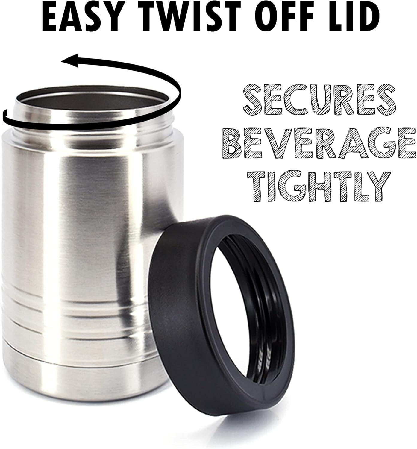 6-Pack Stainless Steel Double Wall Beverage Cooler - 12 oz Can & 16 oz Bottle