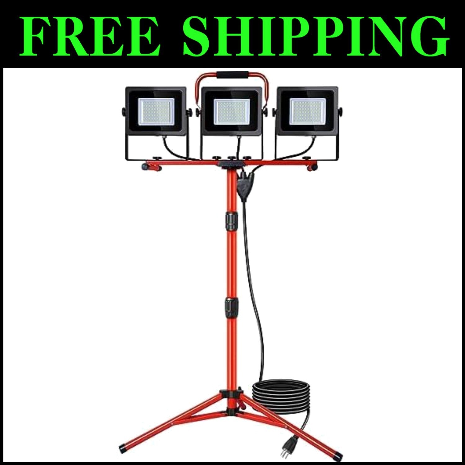High-Brightness 30000LM LED Work Light with Tripod - Ideal for Garage Projects