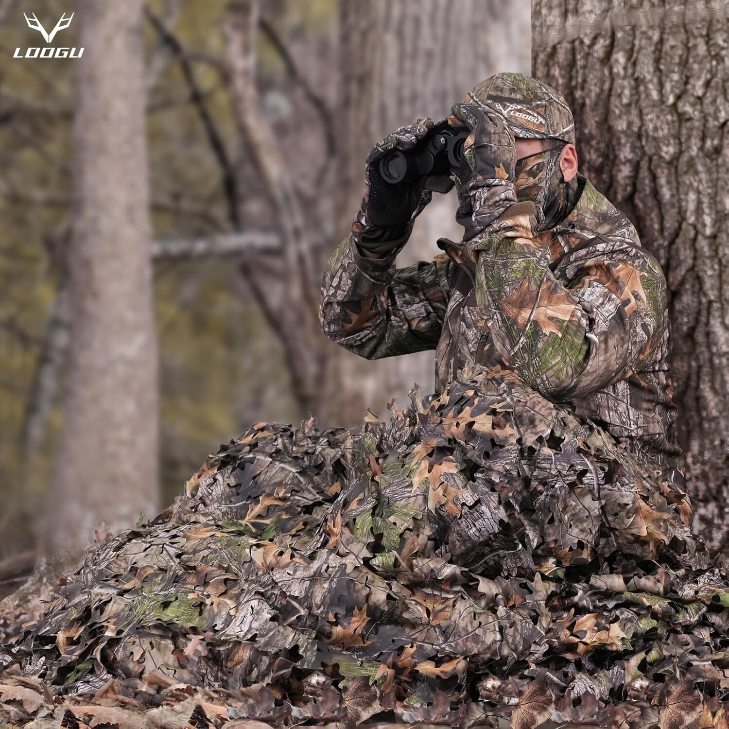 Durable Waterproof Woodland Camo Net for Hunting, Bird Watching, Decorative Use