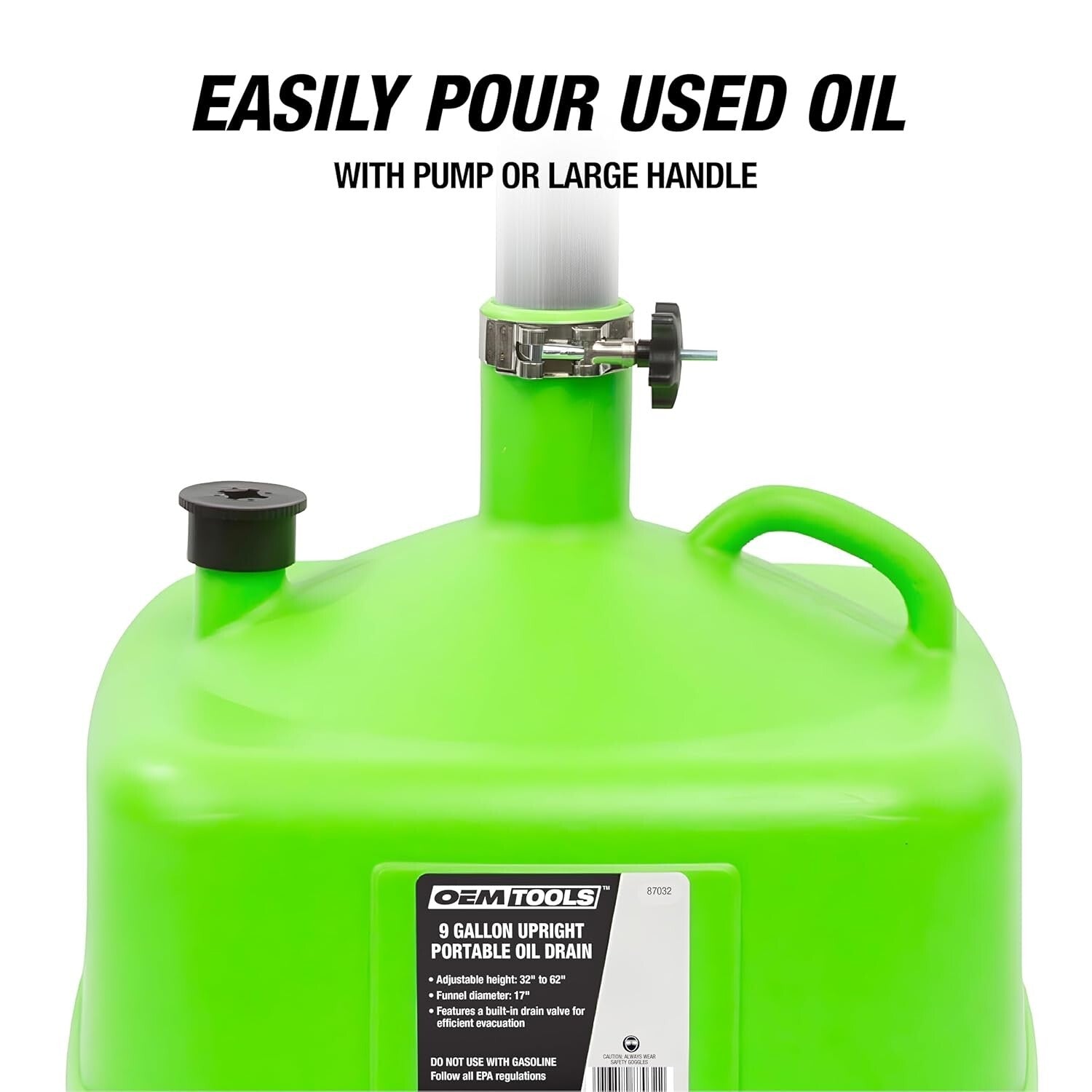 Versatile 9 Gallon Oil Catch Pan with High-Volume 17" Funnel - Easy Disposal
