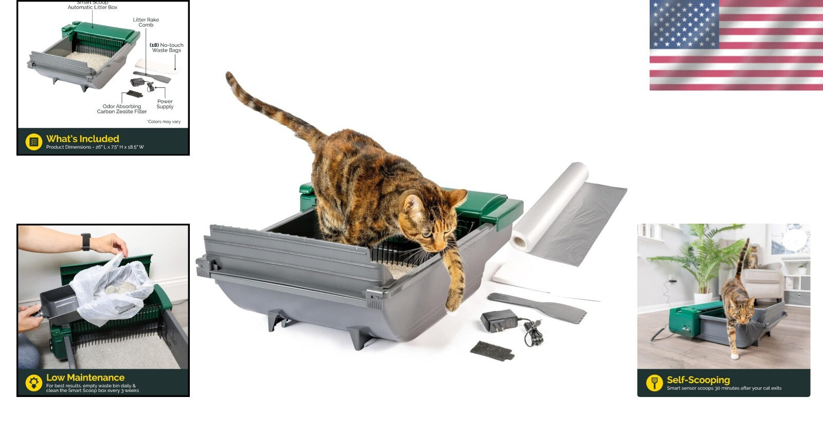 Innovative Smart Scoop Litter Box Bundle - Hands-Free, Odor-Free, Easy Clean