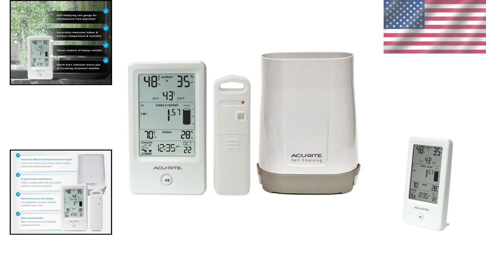 Digital Rain Gauge with Wireless Thermometer & Humidity - All-Weather Reliable