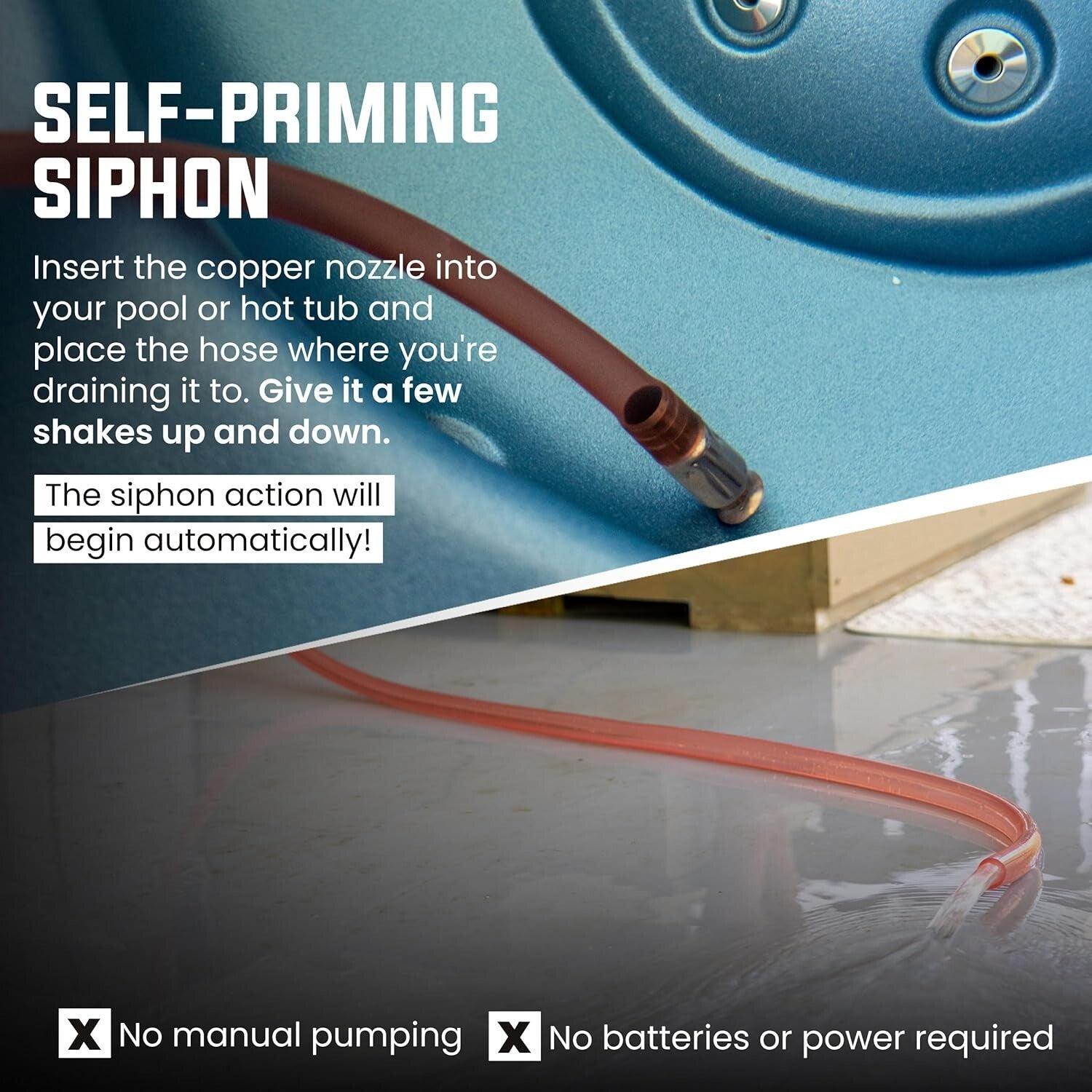 Versatile Self-Priming Siphon 1” x 10' - Ideal for Fuel, Water, and Oil Transfer