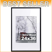 Load image into Gallery viewer, Elegant 24x36 Solid Wood Picture Frame with Plexiglass - Wall Mount &amp; Tabletop