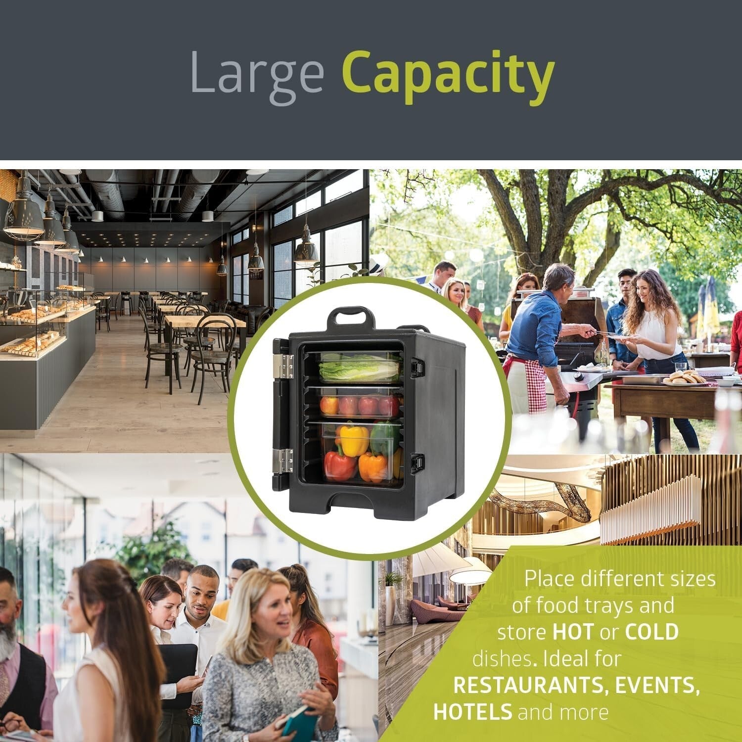 Insulated 81 Quart Food Pan Carrier – Durable, Black Catering Transport Solution