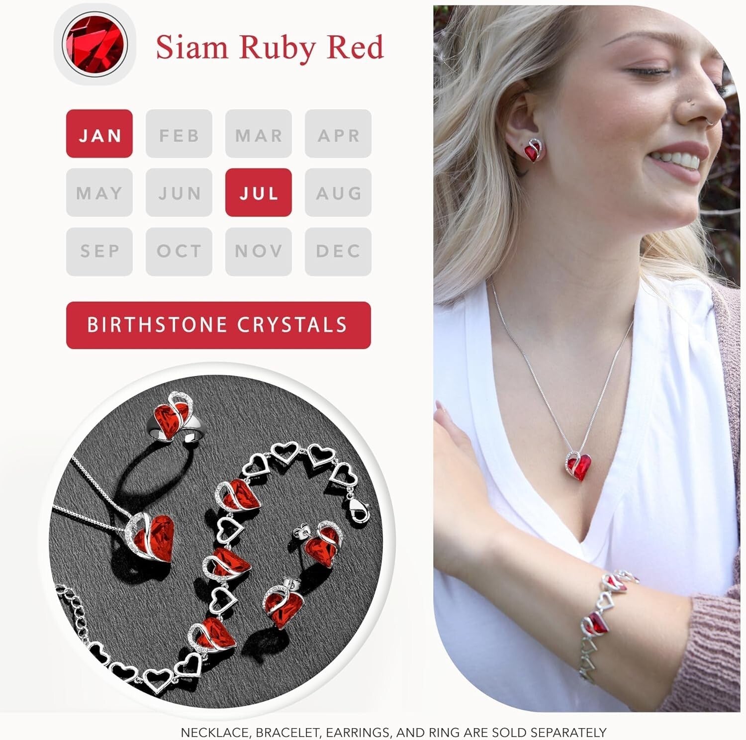 Delicate Heart Pendant with Ruby Birthstone Necklace - Elegant Gift for Her