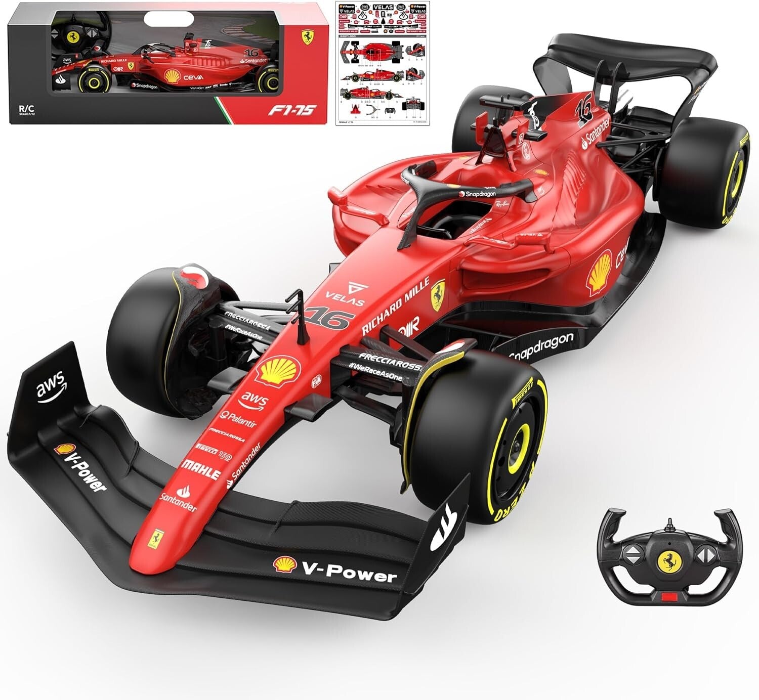 High Gloss 1:12 Ferrari F1 75 RC Car - Ideal Gift for Racing Fans & Enthusiasts