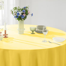 Load image into Gallery viewer, Durable 132 Inch Round Yellow Tablecloth Set for Parties &amp; Weddings - 6 Pack