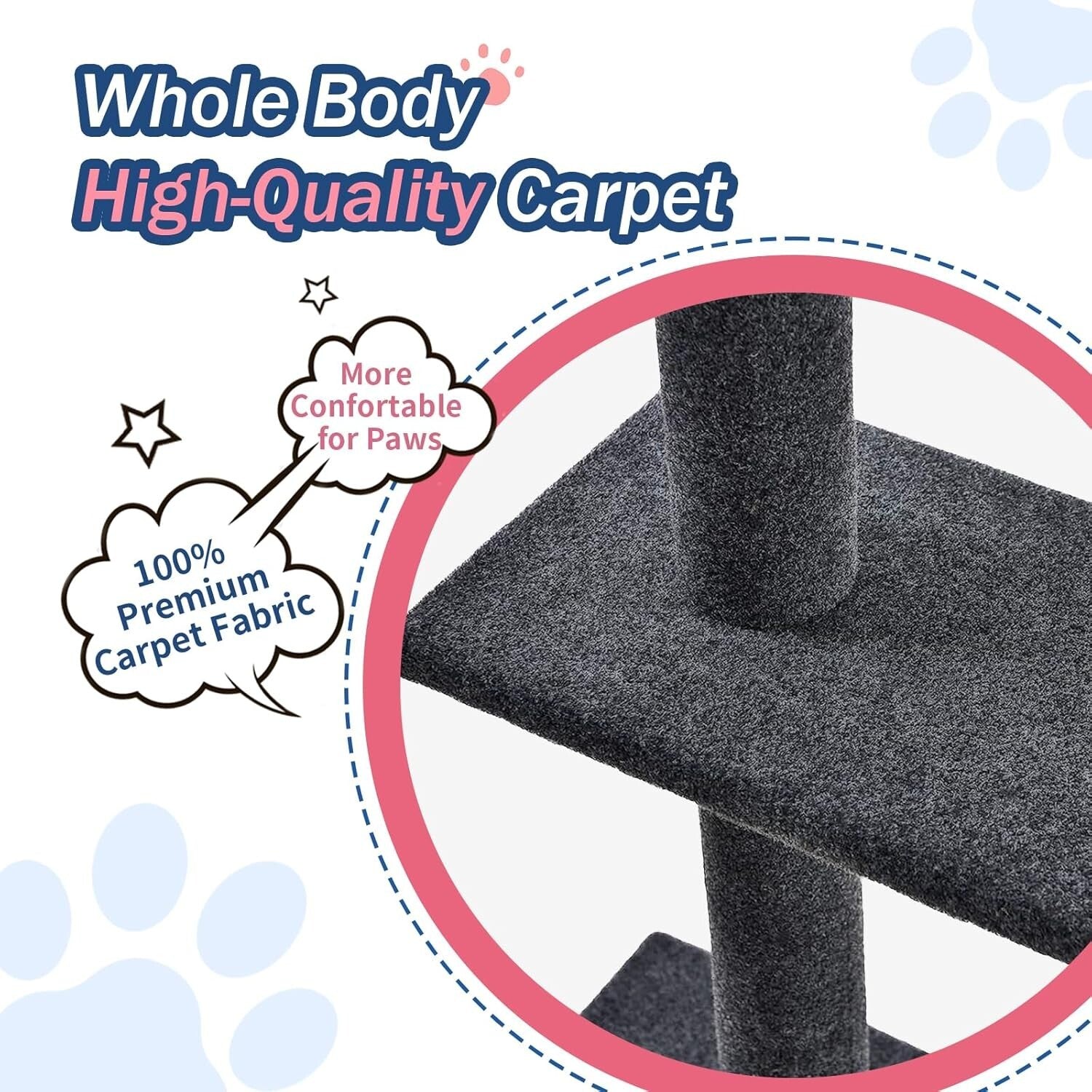Indoor Adjustable Cat Tower 95-108” - Promote Climbing & Scratching Healthy Play