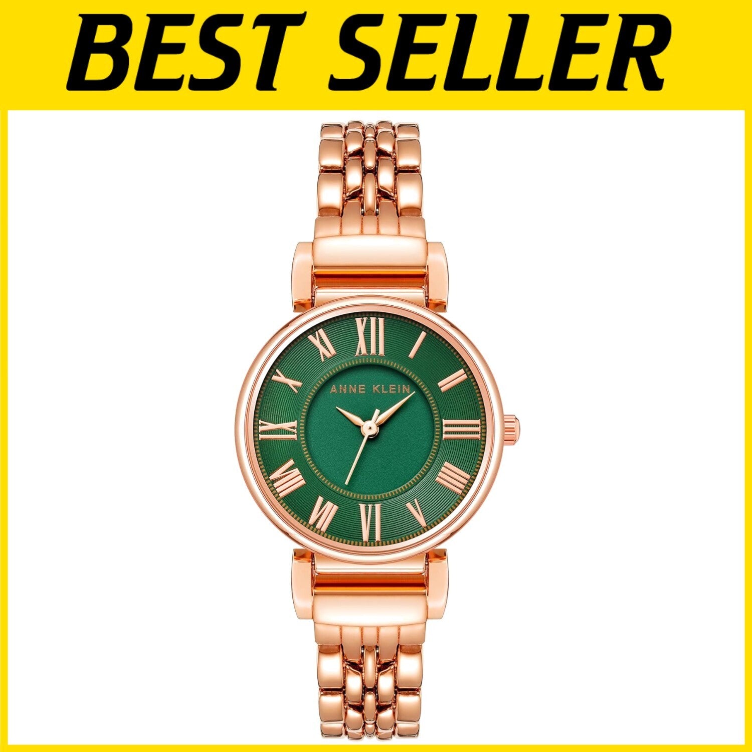 Luxury Rose Gold Women’s Watch with Adjustable Bracelet & Green Dial, Waterproof