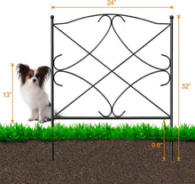 Load image into Gallery viewer, Sturdy 5-Piece Garden Fence Set - Easy Install 32in High Metal Edging for Yards