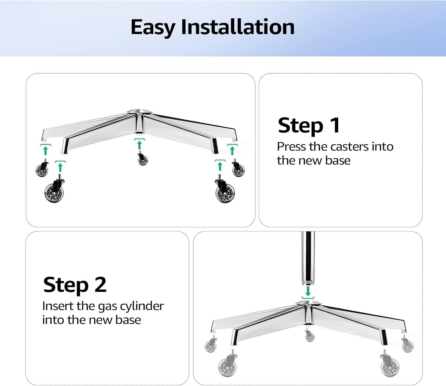 Heavy-Duty 28" Office Chair Base Replacement with Universal Gas Cylinder