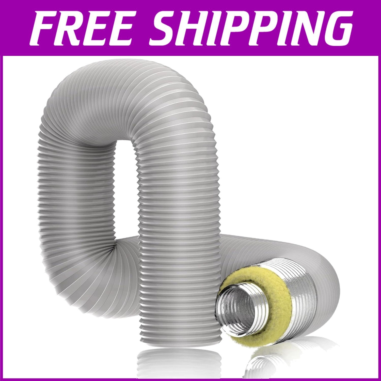 Premium 8 FT Insulated Flexible Duct 6'' - Ideal Noise Reducer for AC Systems