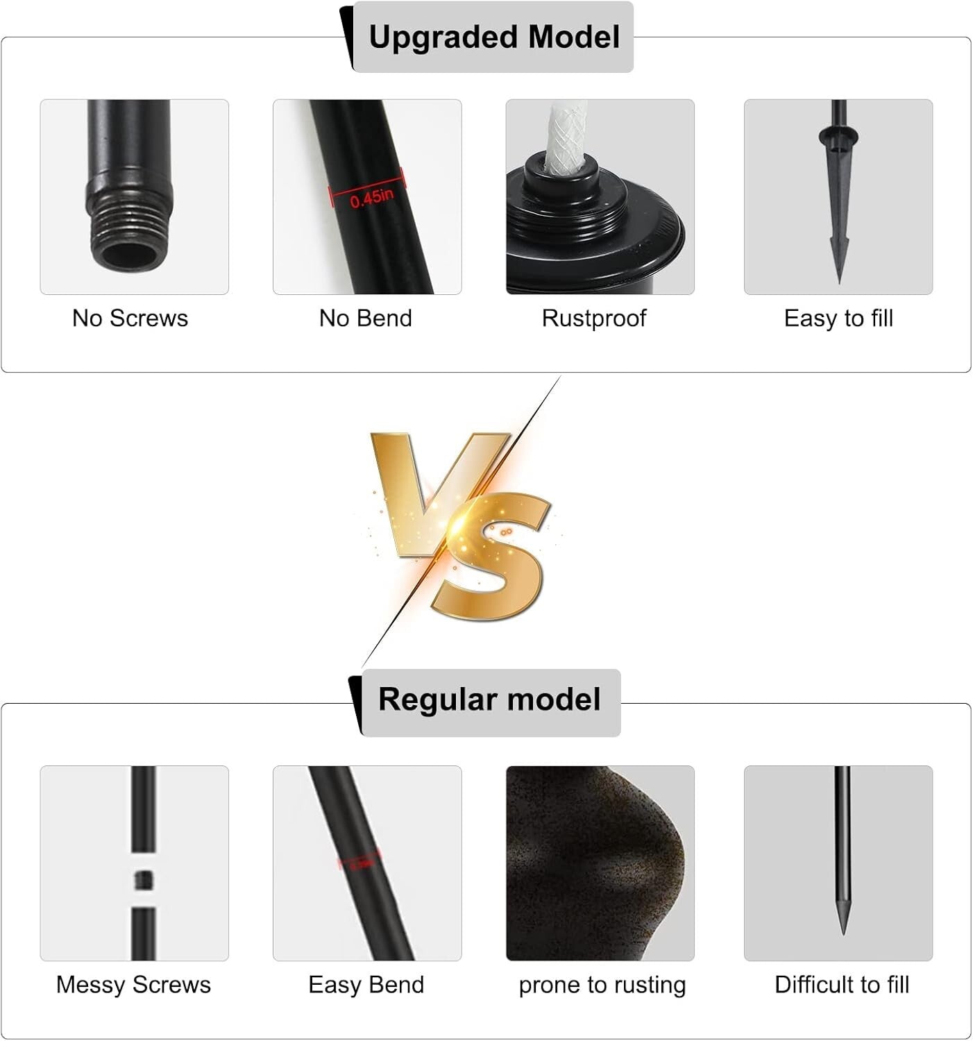 6-Pack Stylish 16 oz Citronella Torches - Adjustable Height for Outdoor Elegance