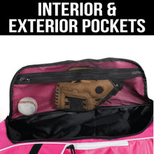 Load image into Gallery viewer, Rugged Wheeled Bat Bag for Baseball &amp; Softball Gear - Lightweight &amp; Stylish Pink