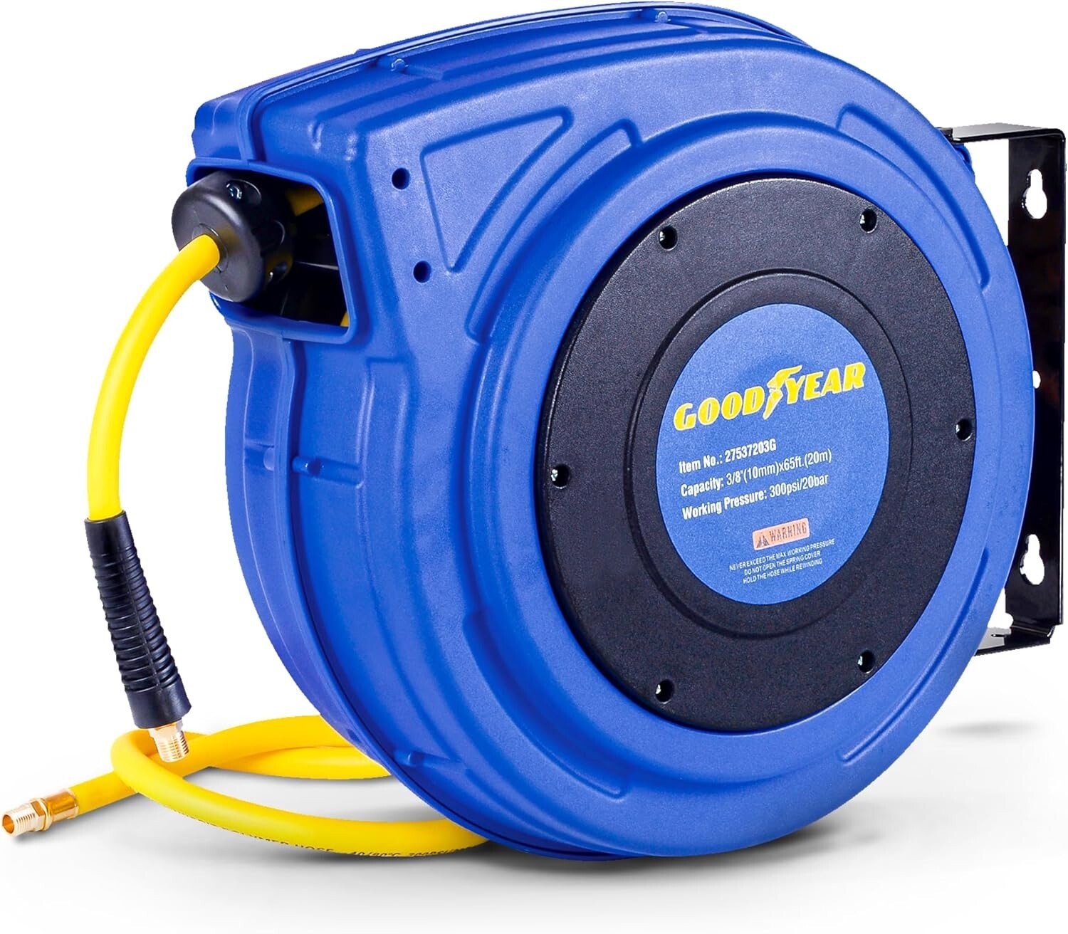 Durable 65' Air Hose Reel - Impact-Resistant Polypropylene with 300 PSI Pressure