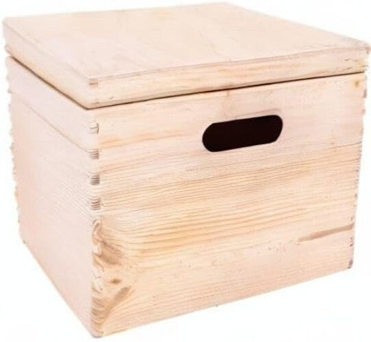 Beautiful Stackable XXL Wooden Storage Box with Hinged Lid - Eco-Friendly Design