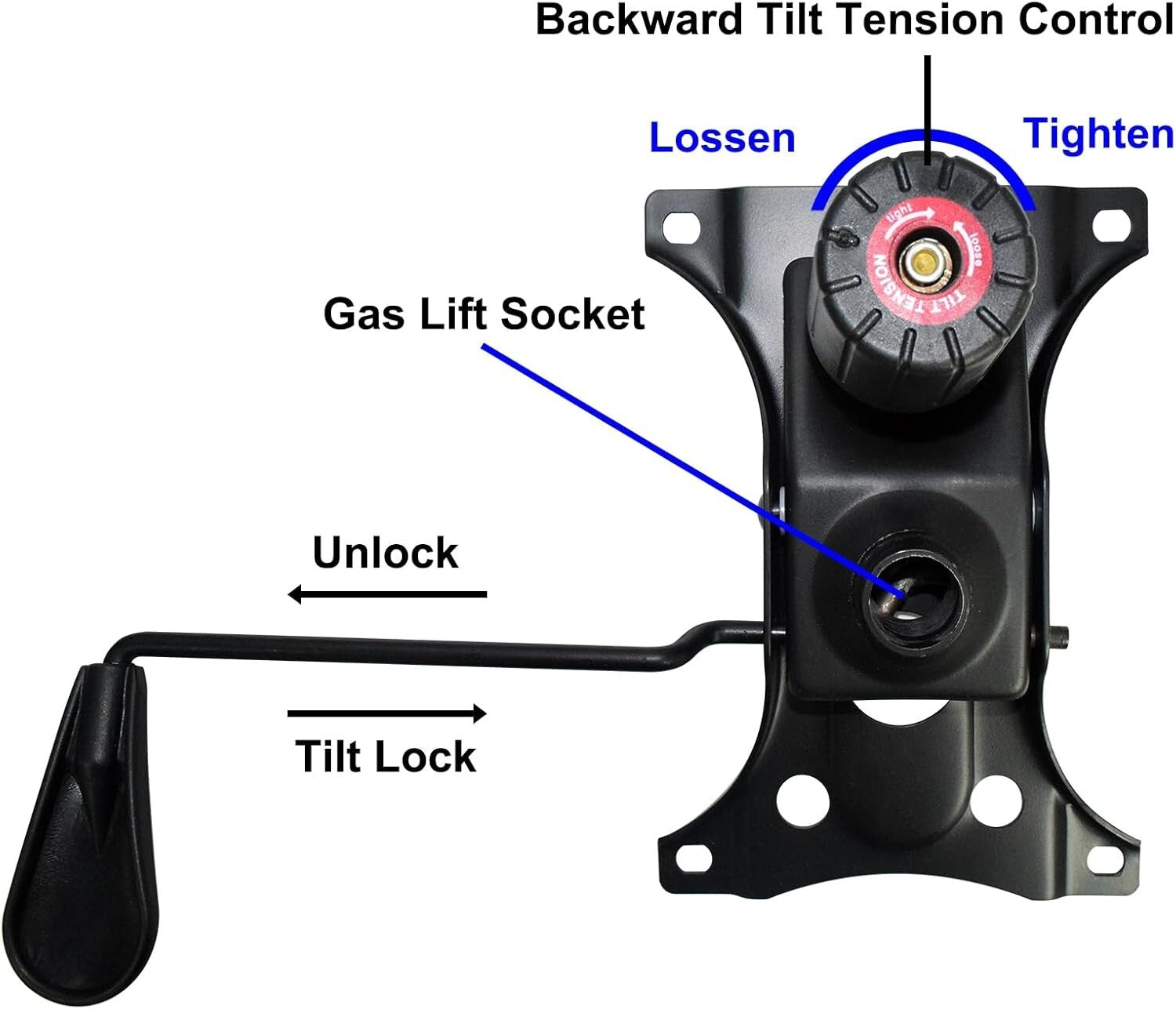 Replacement Tilt Mechanism for Office Chairs - Heavy Duty, Adjustable & Compact