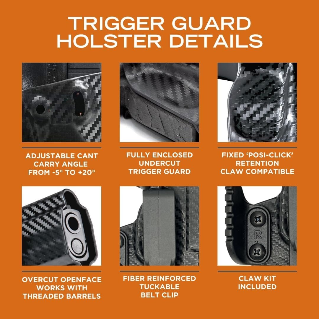 Custom Fit KYDEX IWB Holster - Rounded Trigger Guard, Adjustable Cant & Claw