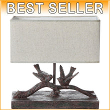 Load image into Gallery viewer, Elegant Rustic Bird Table Lamp with Antique Bronze Finish &amp; White Shade