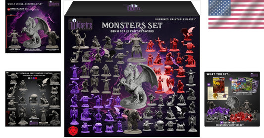 Complete Bulk Set of 68 Unpainted D&D Miniatures - 28mm to 32mm Fantasy Figures