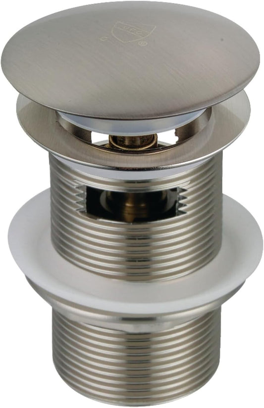 Corrosion-Resistant Toe-Touch Tub Drain in Brushed Nickel Finish, Easy Install