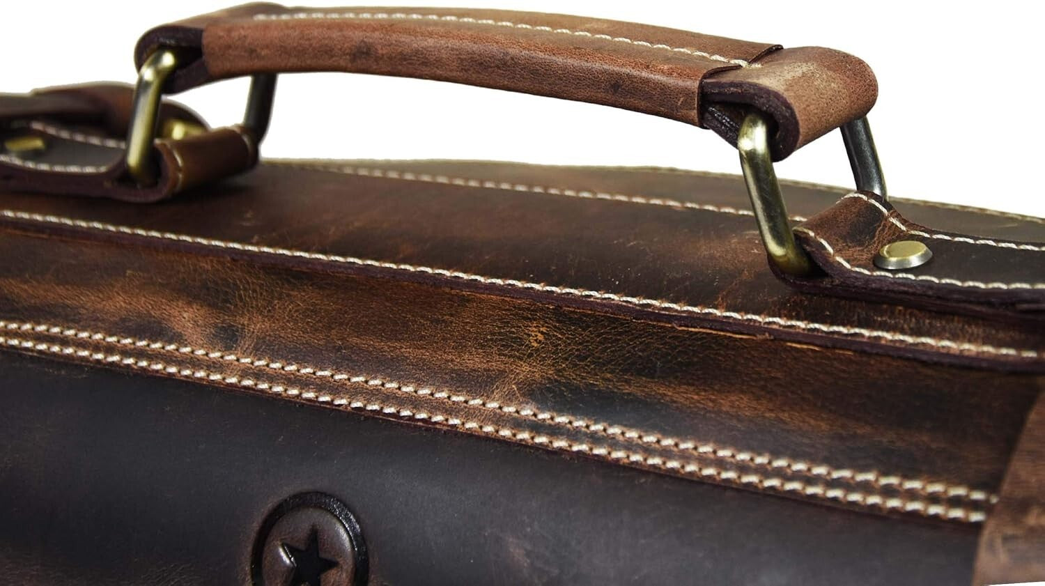 Artisan Crafted Leather Knife Roll with Adjustable Strap & 10 Elastic Pockets