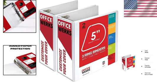 2-Pack 5 Inch Heavy Duty View Binder with Locking D Rings - Professional Quality