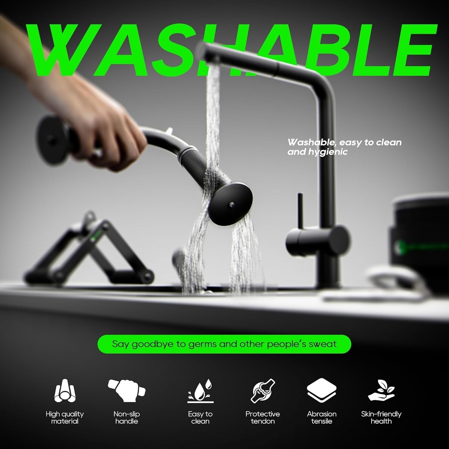 All-in-One Gym Cable Attachments: Tricep Rope, Handles & Wrist Straps Included