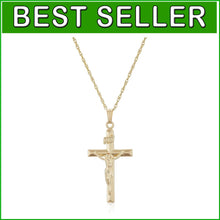 Load image into Gallery viewer, Lightweight 14k Gold-Filled Crucifix Chain Necklace - Elegant Men's Accessory