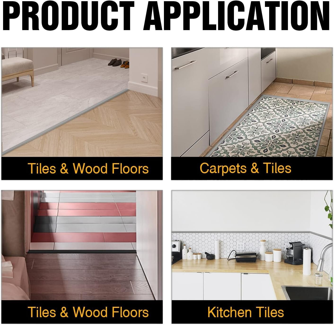 Durable Self-Adhesive Floor and Carpet Transition Strip - 20FT Black Edging