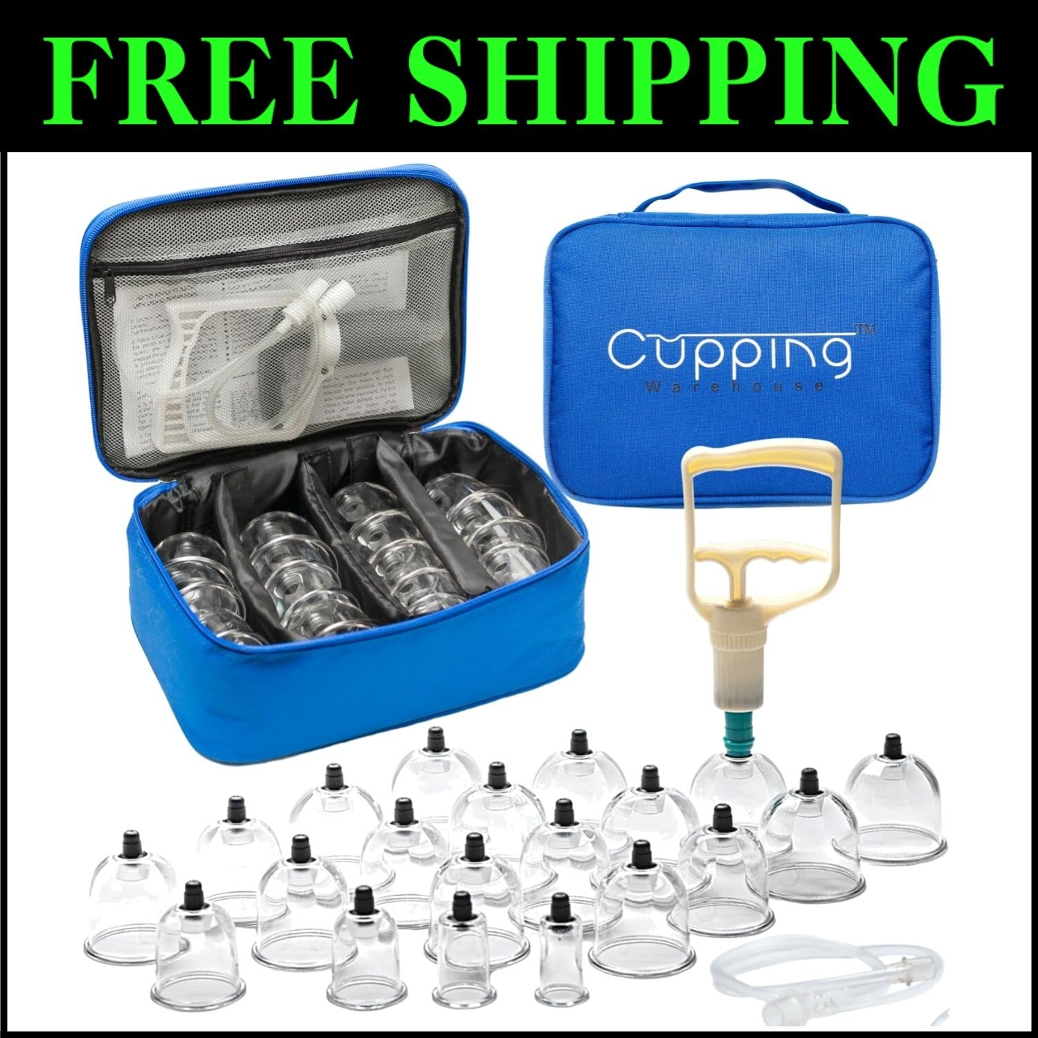 Professional 20-Cup Cupping Set - Durable Poly Pump Cups for Myofascial Relief