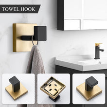 Load image into Gallery viewer, 4-Piece Black &amp; Gold Stainless Steel Bathroom Hardware Set - Elegant Style