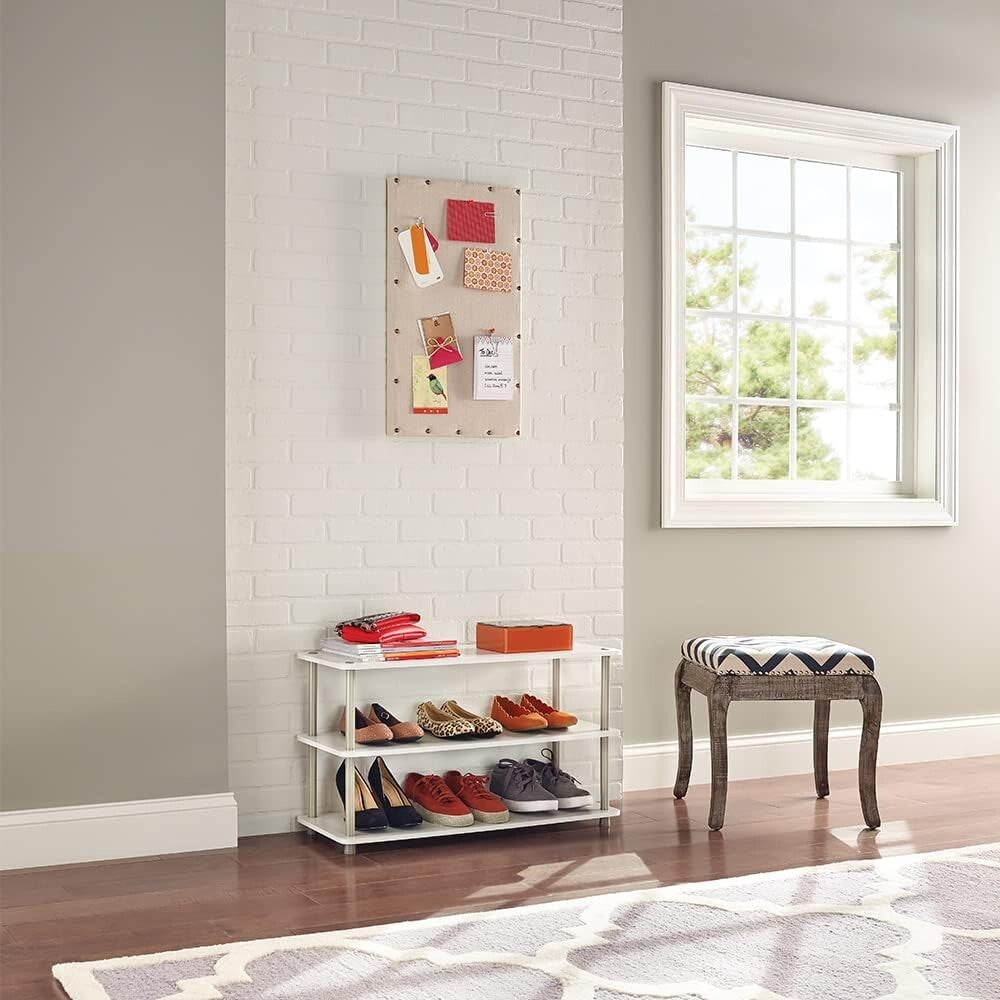 Chic 3-Tier Shelf Organizer for Shoes and Accessories in Elegant White Finish