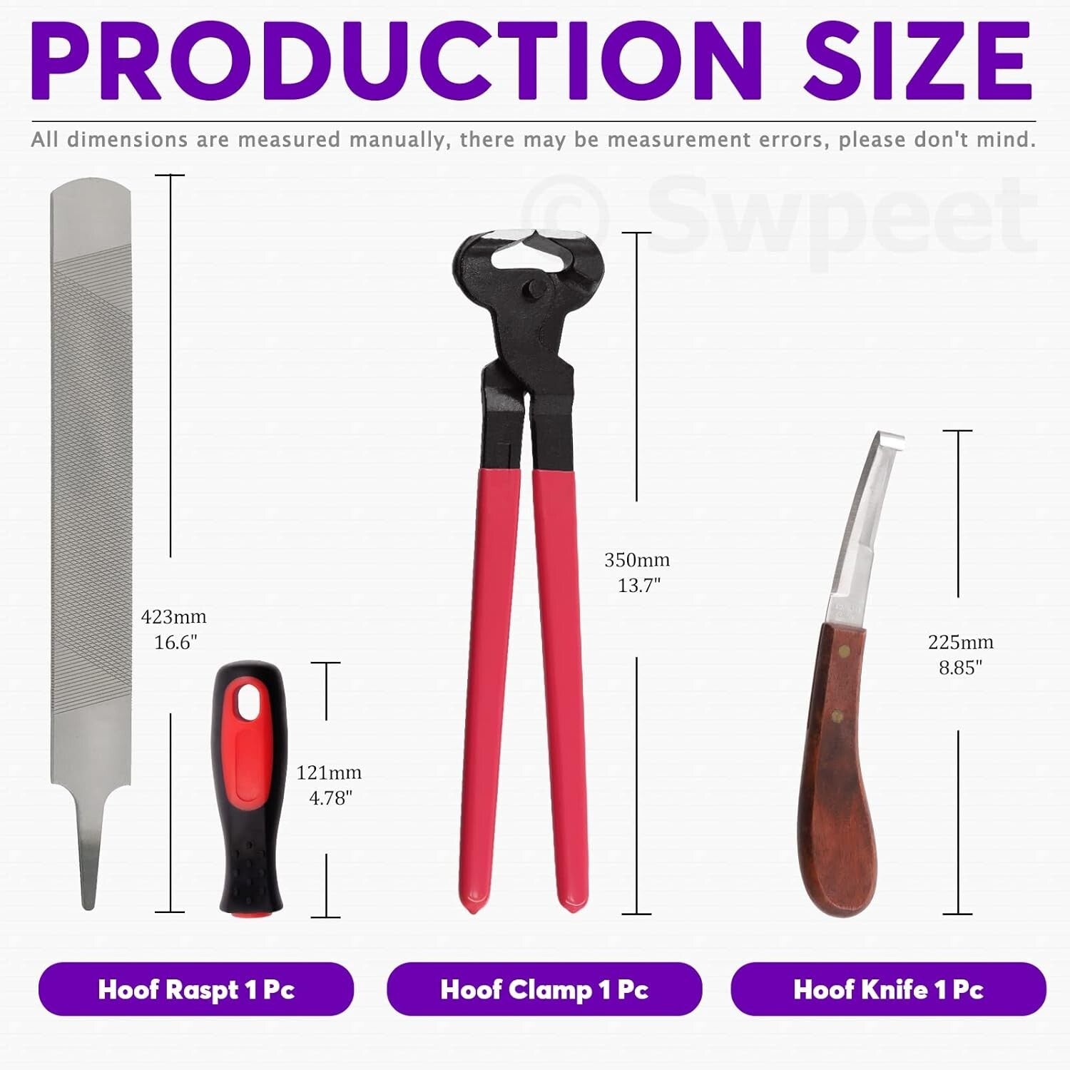 Durable Horse Hoof Trimming & Rasp Set - 8 Professional Tools for Effective Care