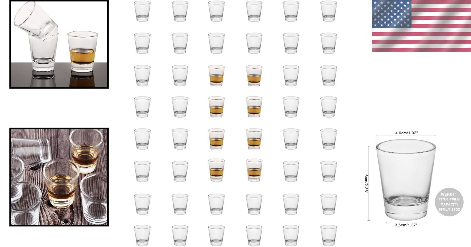 1.5 oz Crystal Shot Glasses - 48 Pack for Stylish Parties & Measuring Cocktails