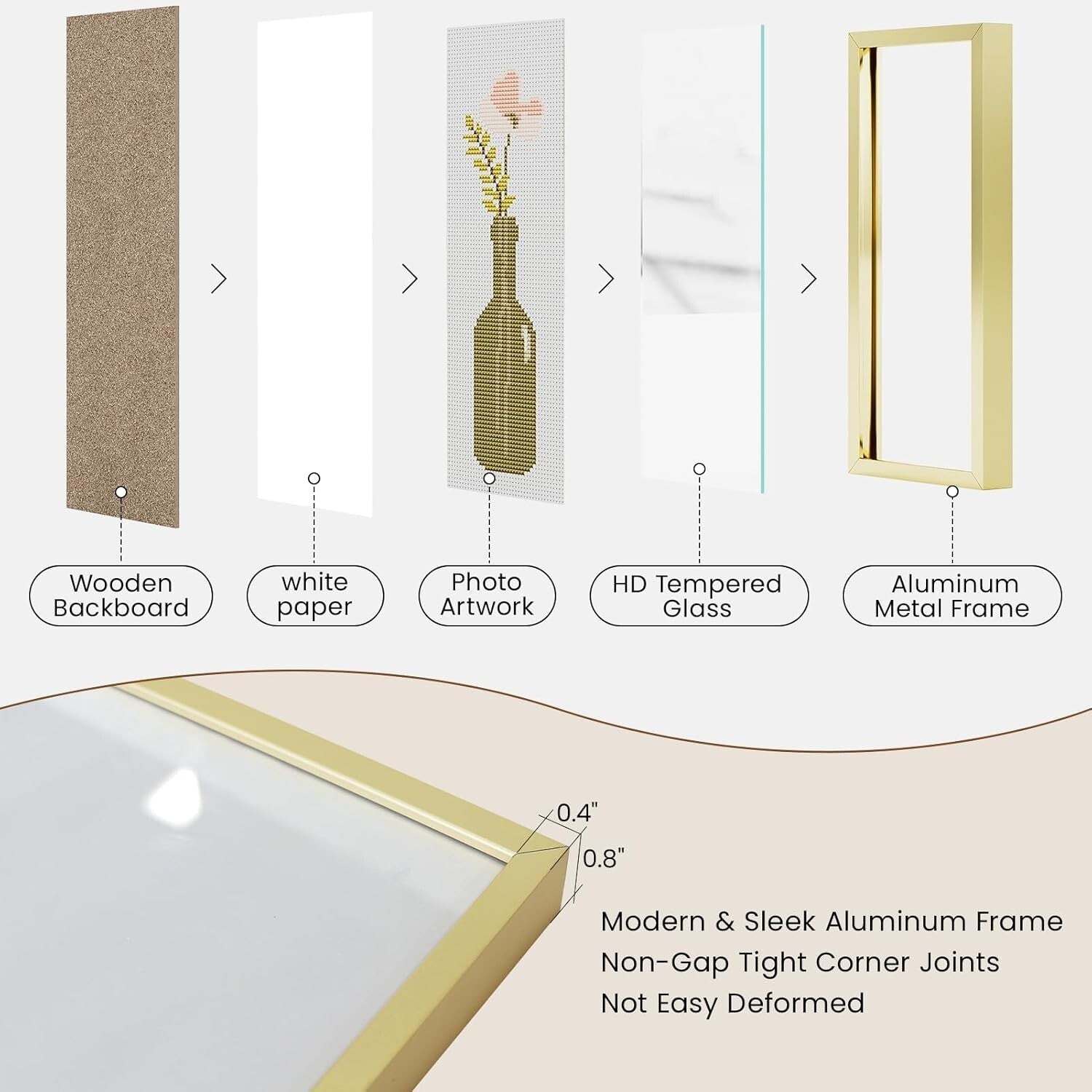 17x23 Gold Aluminum Picture Frame with HD Tempered Glass - Dual Display Elegance