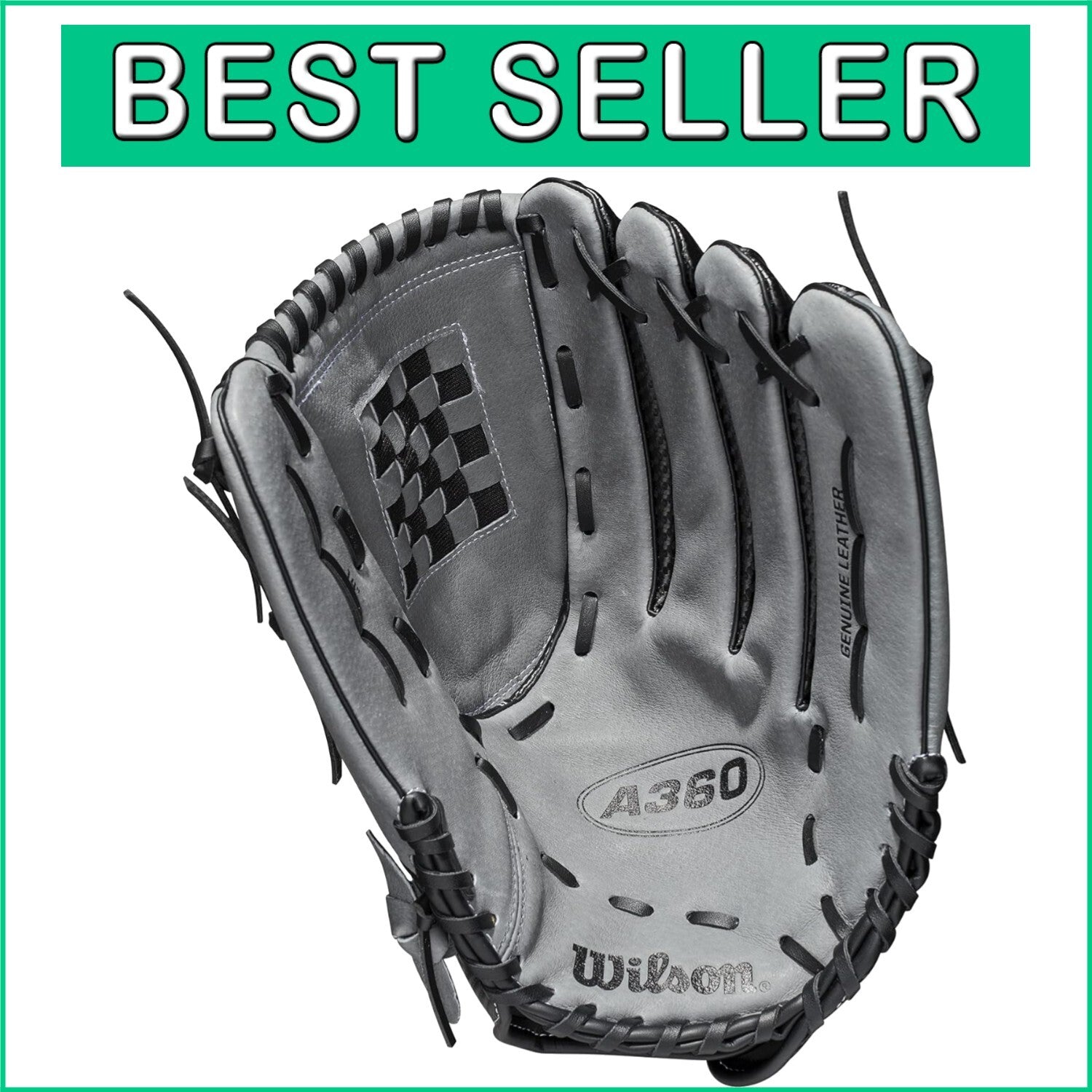 2021 A360 14" Left Hand Throw Slowpitch Softball Glove - Black/Gray Elegance