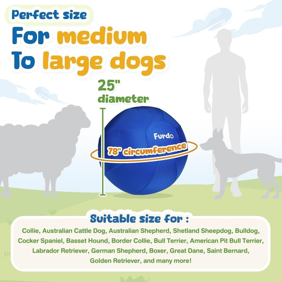Large 25” Herding Dog Ball for Outdoor & Active Play – Ideal for Herding Breeds
