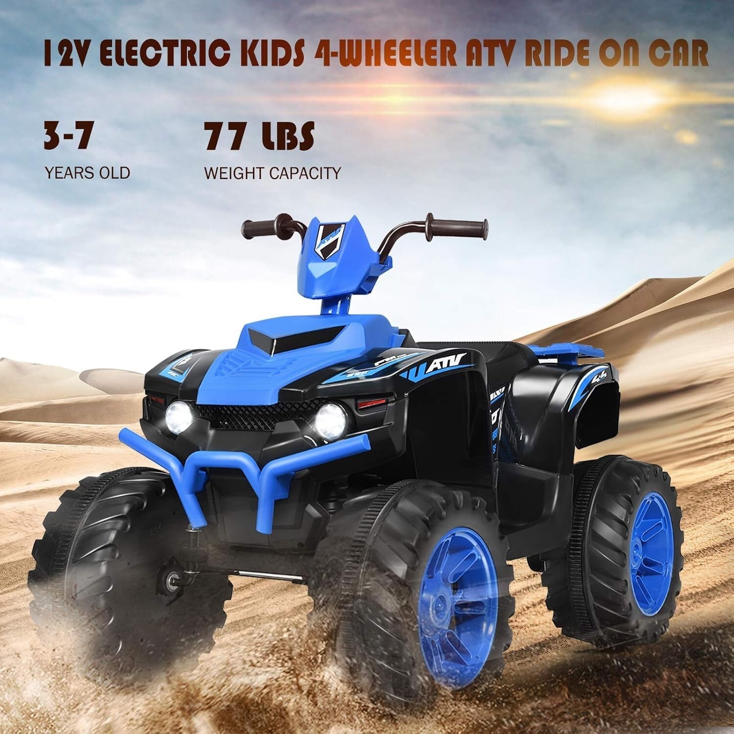12V Kids ATV with LED Lights - Safe Electric Ride-On Vehicle for Outdoor Fun
