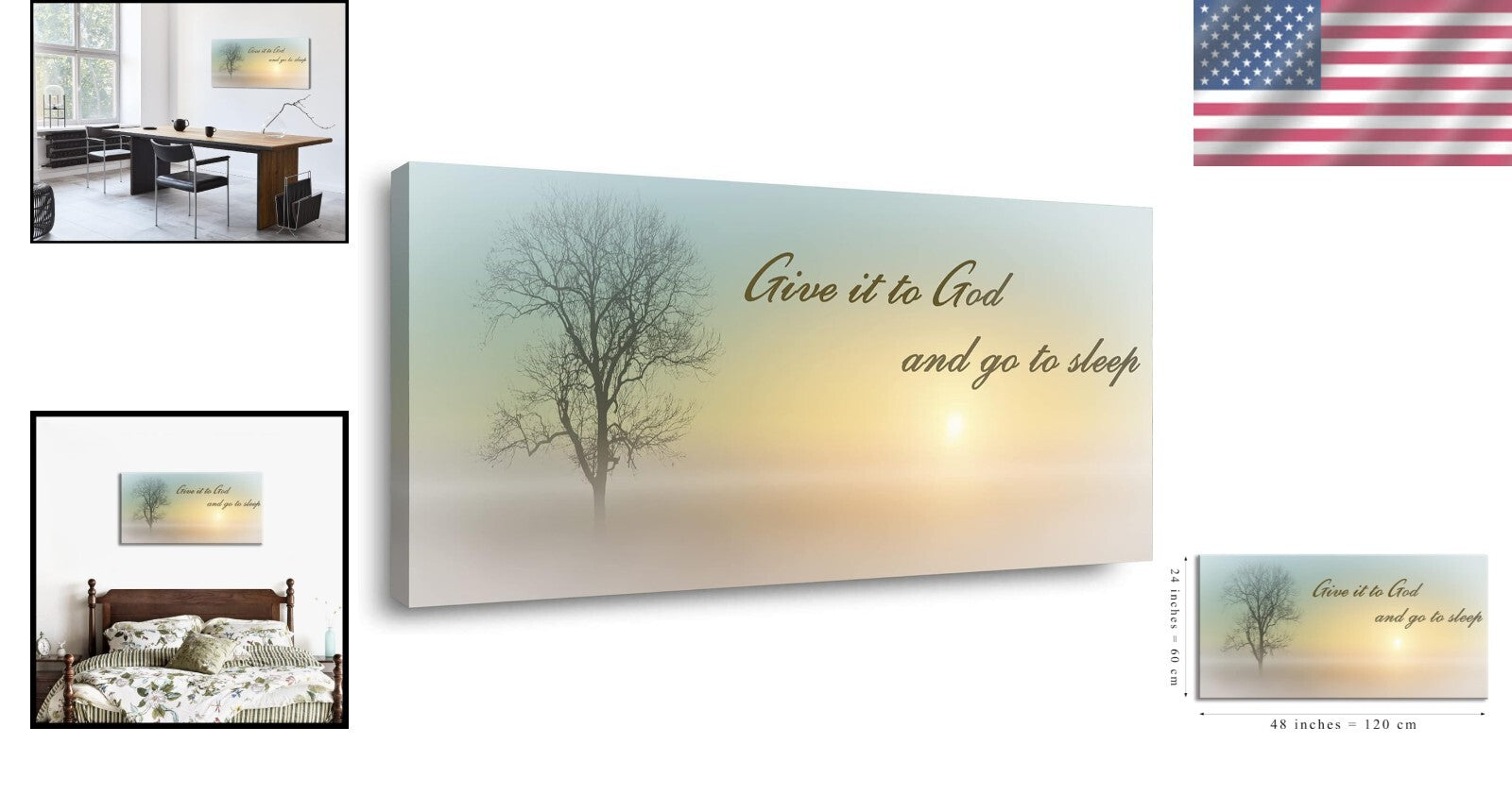 Elegant 48x24 'Give It To God' Canvas - Eco-Friendly Bedroom & Bath Art