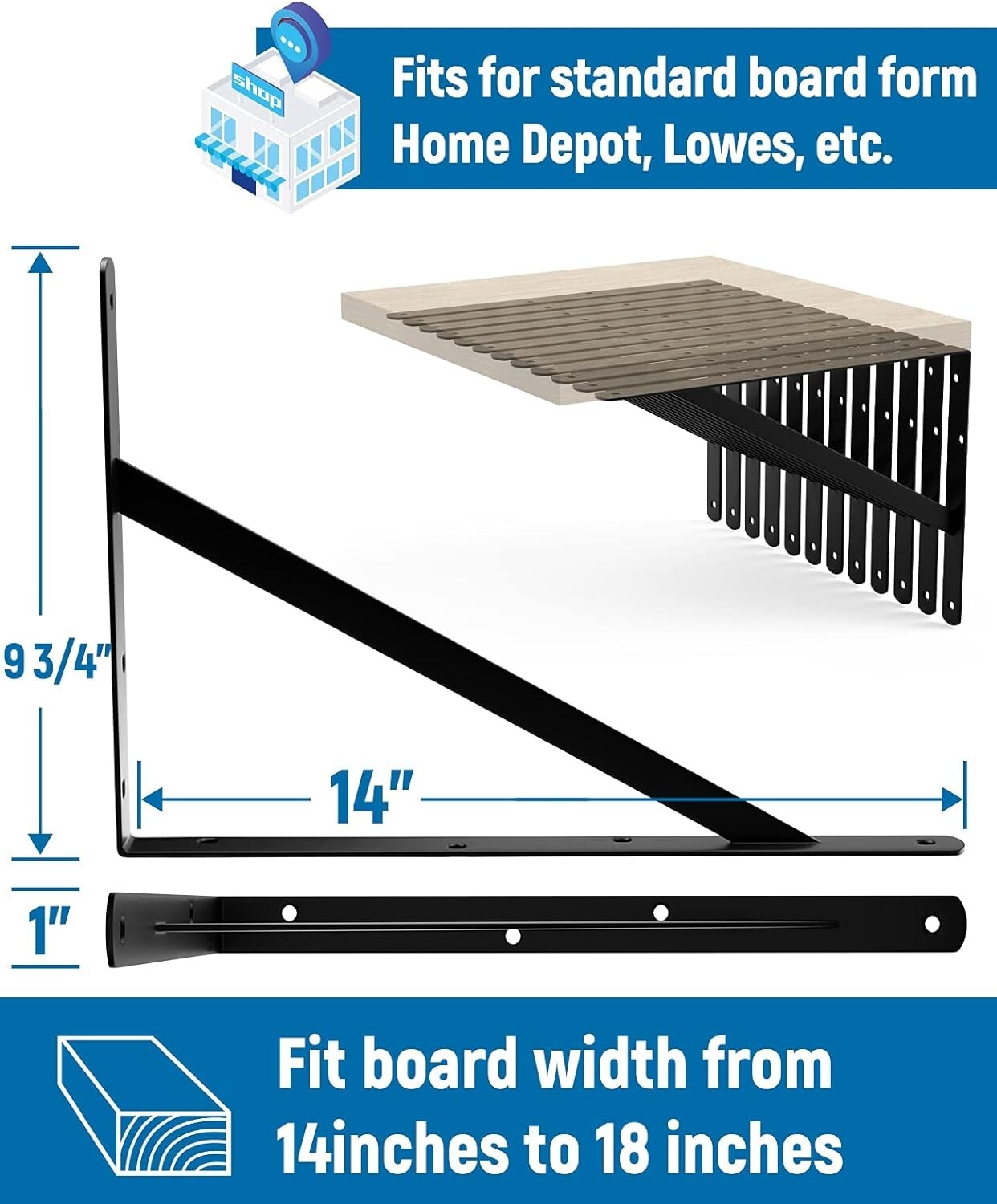 Versatile 12 Pack 14 Inch Steel Shelf Brackets with Easy Installation Guide