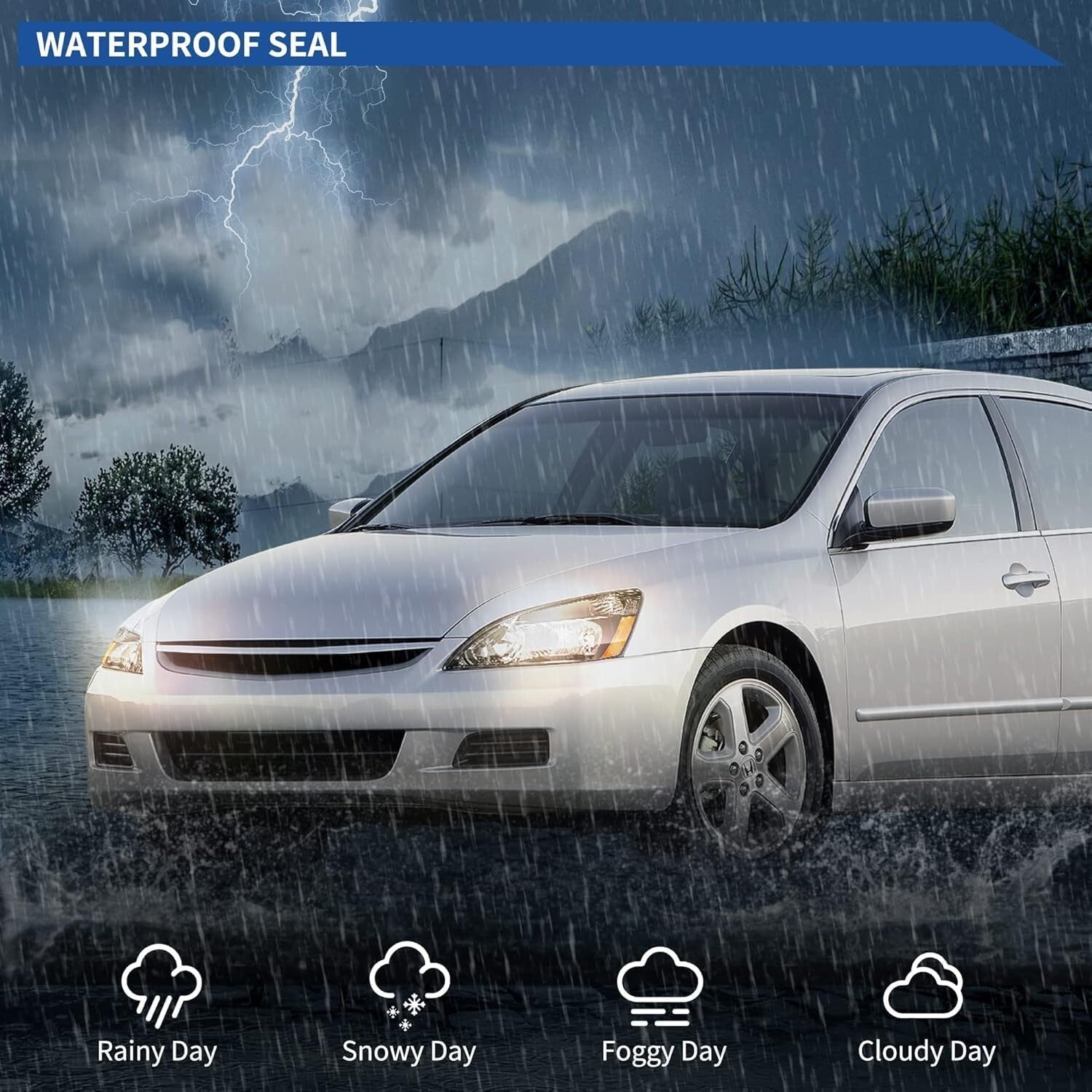 Premium Clear Lens Headlight Assembly for 2003-2007 Honda Accord - Black Housing