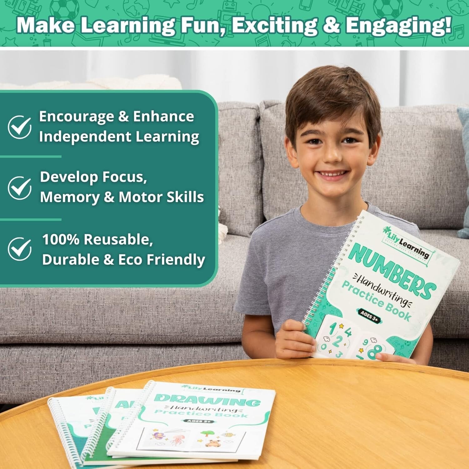 Educational Handwriting Kit - Fun Practice Workbooks with Magical Ink for Kids