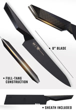 Load image into Gallery viewer, Premium 8-Inch Chef's Knife with Ergonomic G10 Handle - Black Titanium Finish